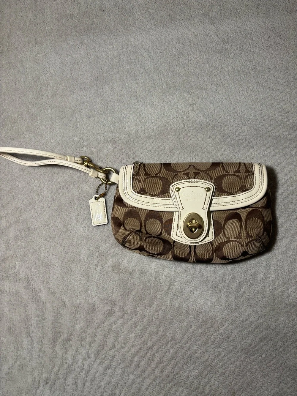 Vintage Coach Legacy Signature Turnlock Canvas Wristlet